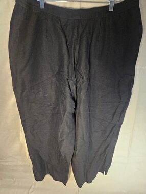 Style & Co. Women's Black Wide-Leg Linen Blend Split Pants Size 18W